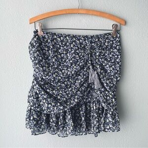 1. State | Blue Floral Ruffle Mini Skirt